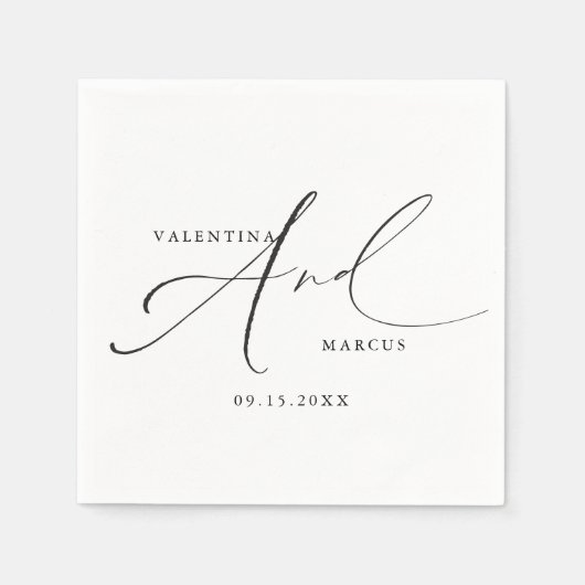 Serviette En Papier VALENTINA Chic Elegant Calligraphie Script Mariage (Devant)