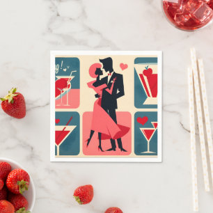 Serviette En Papier Valentine Couple de danse Mid Century Modern