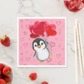 Serviette En Papier Valentine Penguin (En situation)