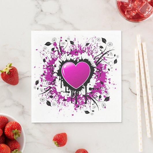 Serviette En Papier Valentine Purple Heart