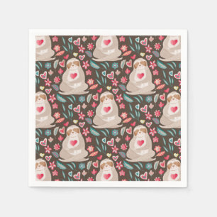 Serviette En Papier Valentine Sloth Motif