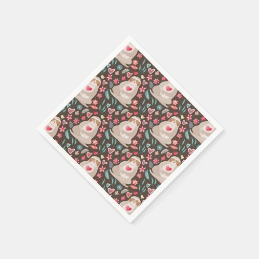 Serviette En Papier Valentine Sloth Motif (Coin)