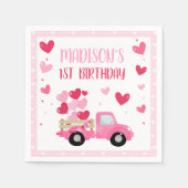 Serviette En Papier Valentine Sweetheart rose 1er anniversaire Décor d (Devant)