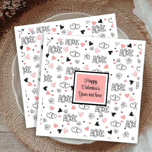 Serviette En Papier Valentine Tablescape Love Text Sketch Style Napkin