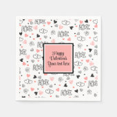 Serviette En Papier Valentine Tablescape Love Text Sketch Style Napkin (Devant)