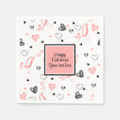 Serviette En Papier Valentine Tableware Pink Black Love Sketch Napkins (Devant)