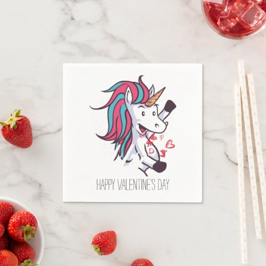 Serviette En Papier Valentine Unicorn (En situation)