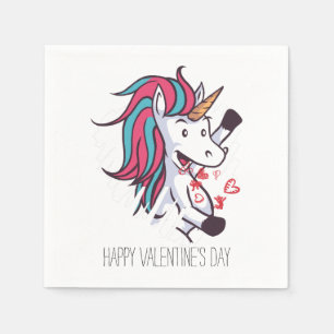 Serviette En Papier Valentine Unicorn