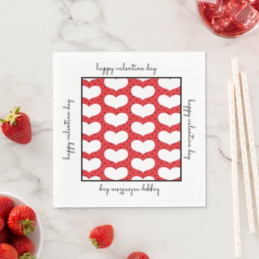 Serviette En Papier Valentines Coeurs et Papier Pois Napkin (En situation)
