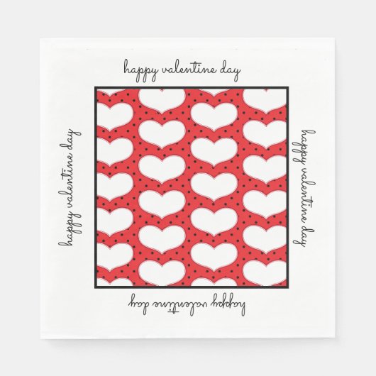 Serviette En Papier Valentines Coeurs et Papier Pois Napkin (Devant)
