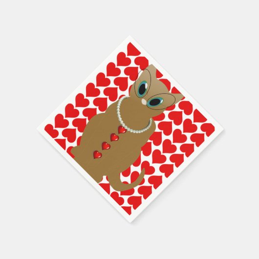 Serviette En Papier Valentine's Day Papier serviettes, Chat (Coin)