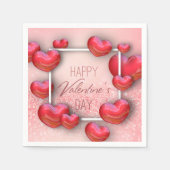 Serviette En Papier Valentine's Day Red Hearts Parties scintillant Pap (Devant)