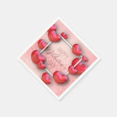 Serviette En Papier Valentine's Day Red Hearts Parties scintillant Pap (Coin)