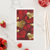 Serviette En Papier Valentines dorées et rouges (En situation)