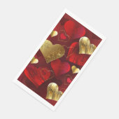 Serviette En Papier Valentines dorées et rouges (Coin)