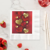 Serviette En Papier Valentines dorées et rouges (En situation)