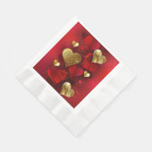 Serviette En Papier Valentines dorées et rouges (Coin)