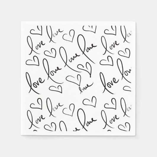 Serviette En Papier Valentines Jour Main tiré Script Love Lettering (Devant)