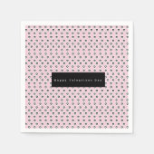 Serviette En Papier Valentines Jour Mini Coeurs Motif Rose Noir (Devant)