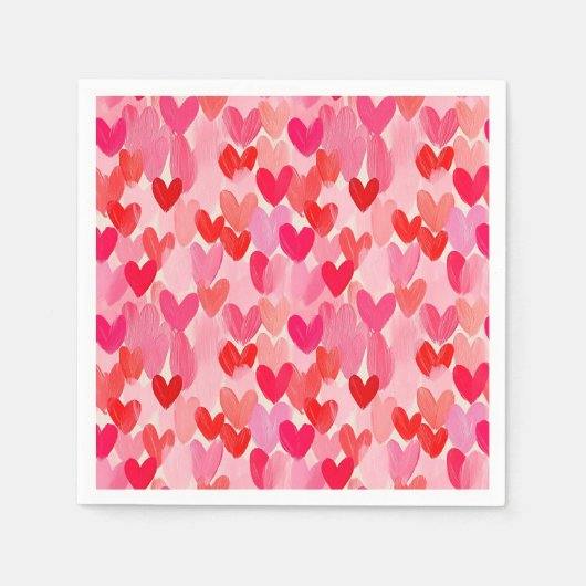 Serviette En Papier Valentines Jour Multi Coeurs Amour Motif (Devant)