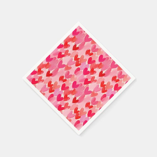 Serviette En Papier Valentines Jour Multi Coeurs Amour Motif (Coin)