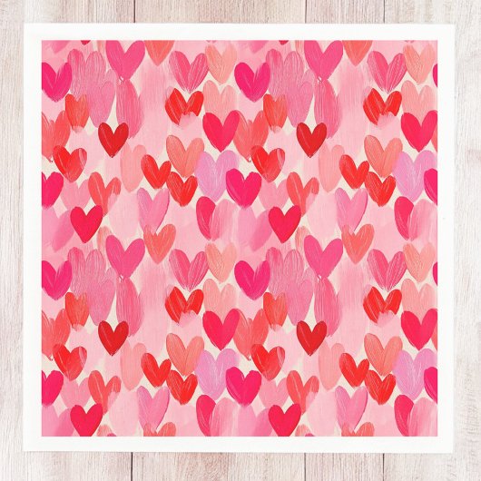 Serviette En Papier Valentines Jour Multi Coeurs Amour Motif