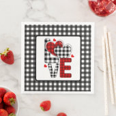 Serviette En Papier Valentines Plaid Buffalo Love (En situation)