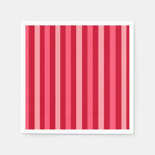 Serviette En Papier Valentines rayures rouge et rose (Devant)