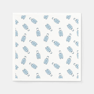 Serviette En Papier Valise de bagage bleu blanc Motif
