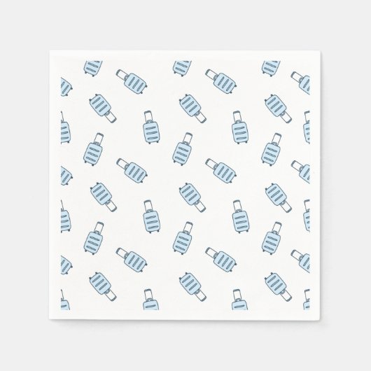 Serviette En Papier Valise de bagage bleu blanc Motif (Devant)
