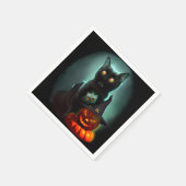 Serviette En Papier Vampire Chat et Assistant Citrouille Halloween Sur (Coin)