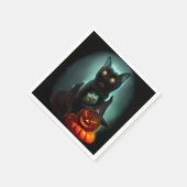 Serviette En Papier Vampire Chat et Assistant Citrouille Halloween Sur (Coin)