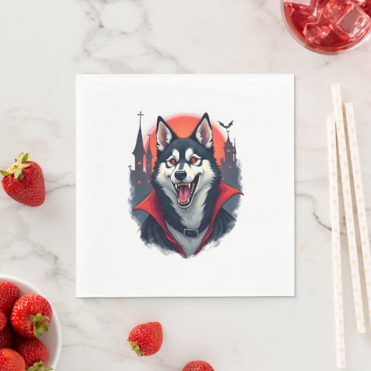 Serviette En Papier Vampire Husky Bite (En situation)