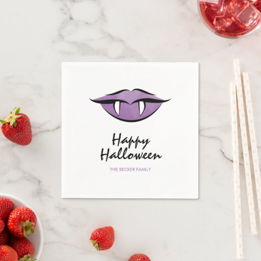 Serviette En Papier Vampire Lèvres Goth Happy Halloween Papier Napkins (En situation)