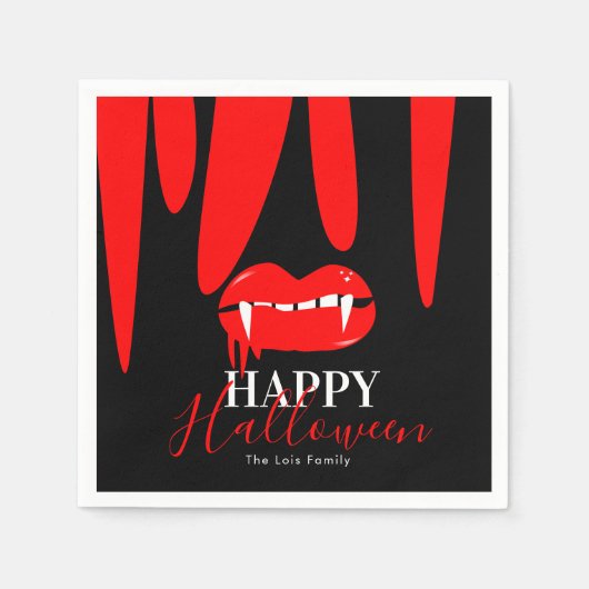 Serviette En Papier Vampire Lèvres sanguines Halloween fête d'annivers (Devant)