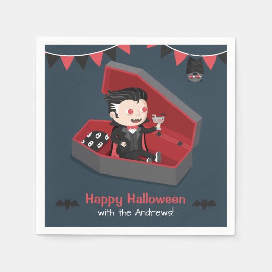 Serviette En Papier Vampire mignon dans Coffin Halloween Fournitures d (Devant)