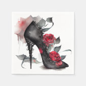 Serviette En Papier Vampy Spike Stiletto | Rose rouge haute mode talon (Devant)