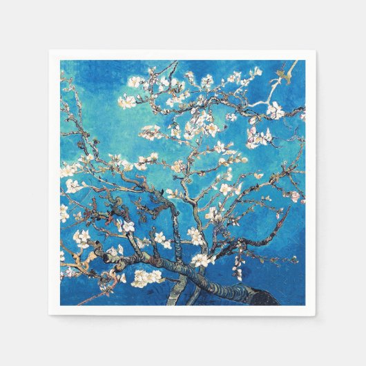 Serviette En Papier Van Gogh Almond Blossoms brillant Turquoise (Devant)