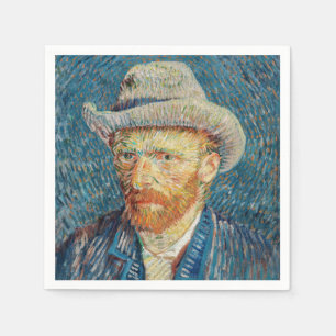 Serviette En Papier Van Gogh - Autoportrait au chapeau de feutre gris