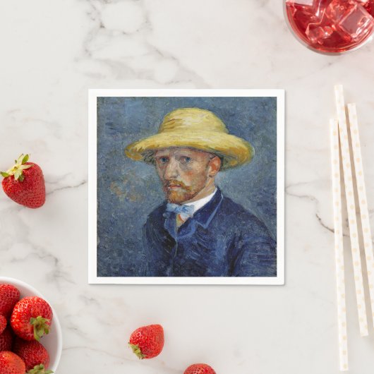 Serviette En Papier Van Gogh - Autoportrait avec Casquette paille (En situation)