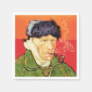Serviette En Papier Van Gogh - Autoportrait avec oreille et tuyau en b