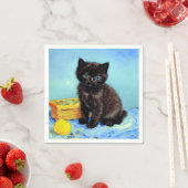 Serviette En Papier Van Gogh Black Kitten avec fils (En situation)