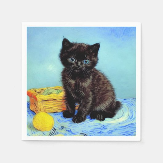 Serviette En Papier Van Gogh Black Kitten avec fils (Devant)