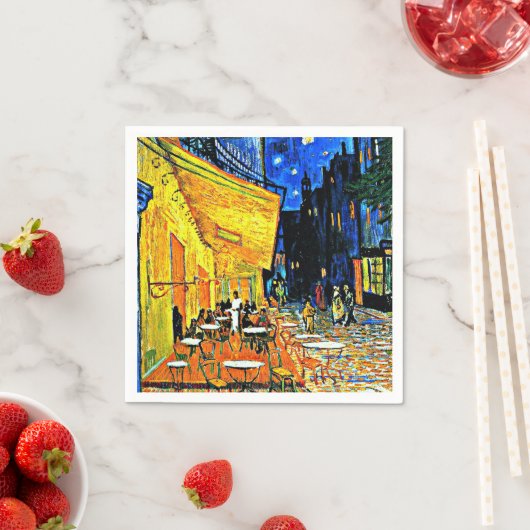 Serviette En Papier Van Gogh - Café Terrasse en soirée (En situation)
