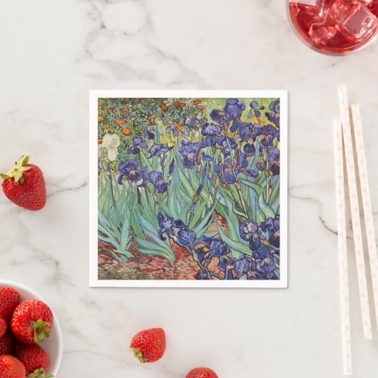 Serviette En Papier Van Gogh Irises Peinture impressionniste (En situation)