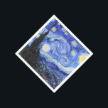 Serviette En Papier Van Gogh La Nuit étoilée<br><div class="desc">Peinture à l'huile du maître hollandais Vincent Van Gogh (1853-1890) Probablement son tableau le plus célèbre, Van Gogh peint "La Nuit étoilée" en 1889 de mémoire alors qu'il se trouvait dans un asile en France où il s'est enregistré pour la dépression.La scène dépeint la vue depuis sa fenêtre de chambre....</div>