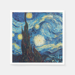 Serviette En Papier Van Gogh Nuit étoilée Vintage Bleu Chef-d'œuvre