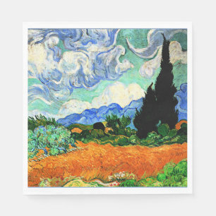Serviette En Papier Van Gogh peinture, Wheatfield avec Cypress Tree