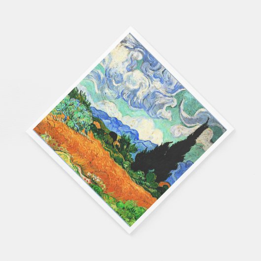Serviette En Papier Van Gogh peinture, Wheatfield avec Cypress Tree (Coin)