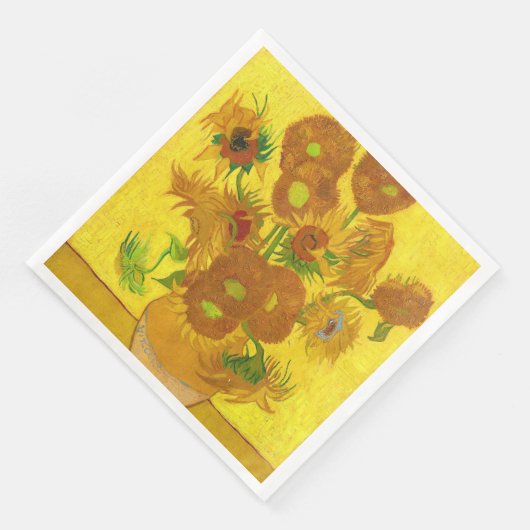 Serviette En Papier Van Gogh Quinze Tournesols Dans Un Vase Art (Coin)